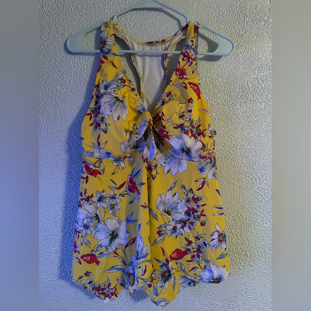 Kona Sol Yellow Floral Swim Top